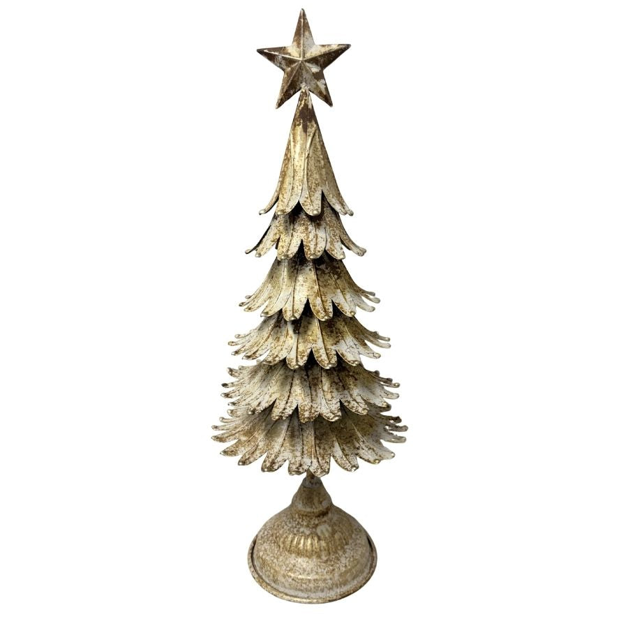 Willow &amp; Silk Gold Xmas Tin Tree Lge 17.5x17.5x48HCM