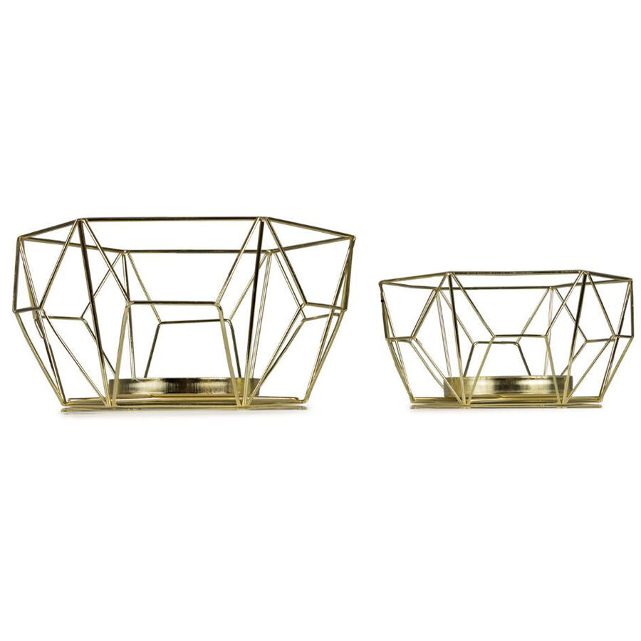 Willow &amp; Silk Set/2 Nested Luxe Geometric Candleholder 22x11/16x8cm