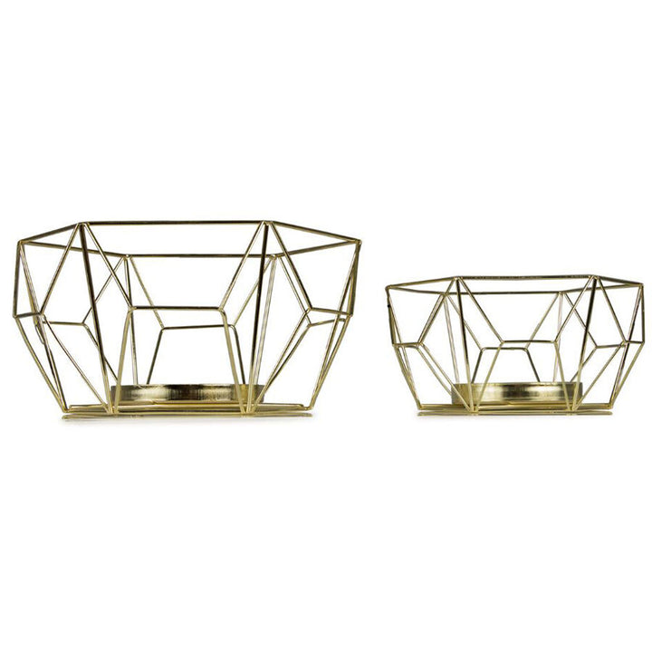 Willow &amp; Silk Set/2 Nested Luxe Geometric Candleholder 22x11/16x8cm