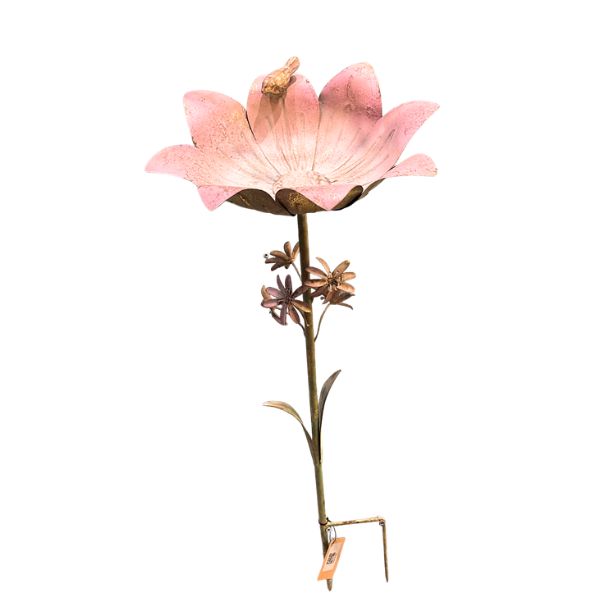 Willow &amp; Silk Pink Petal Bird Bath Stake 29.5x29.5x81HCM