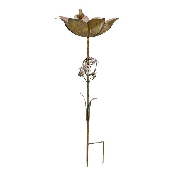 Willow &amp; Silk Pink Petal Bird Bath Stake 29.5x29.5x81HCM