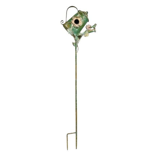 Willow &amp; Silk Pour Me Watering Can Bird House  Stake 29x14x101HCM