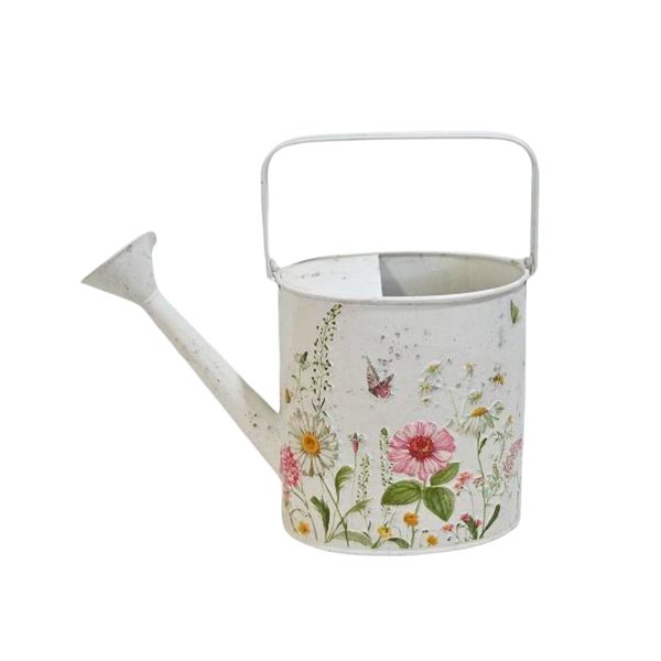 Willow &amp; Silk Flower Garden Watering Can 18.5x12x32cm