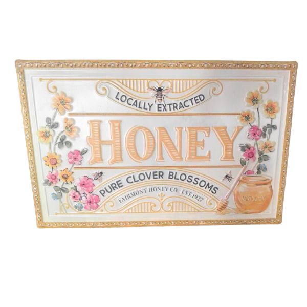 Willow &amp; Silk Pure Honey Tin Sign 40.5x26HCM