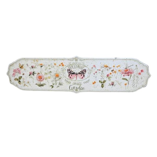 Willow &amp; Silk Welcome Flower Garden Tin Sign 80x21HCM