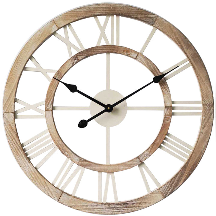 Willow &amp; Silk Hamptons Floating Wall Clock – Double Framed 60cm Decor