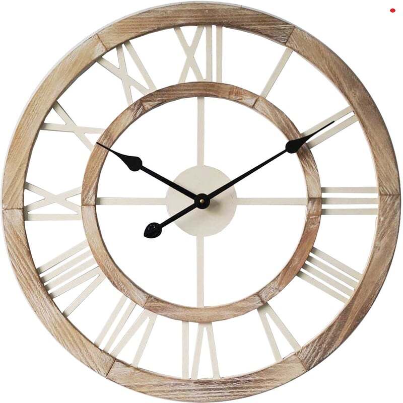 Willow &amp; Silk Hamptons Floating Wall Clock – Double Framed 60cm Decor