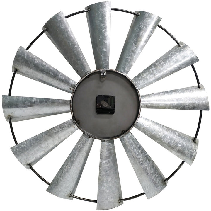 Willow &amp; Silk Wall Clock Windmill - Galvanised/Rust/Black 60cm