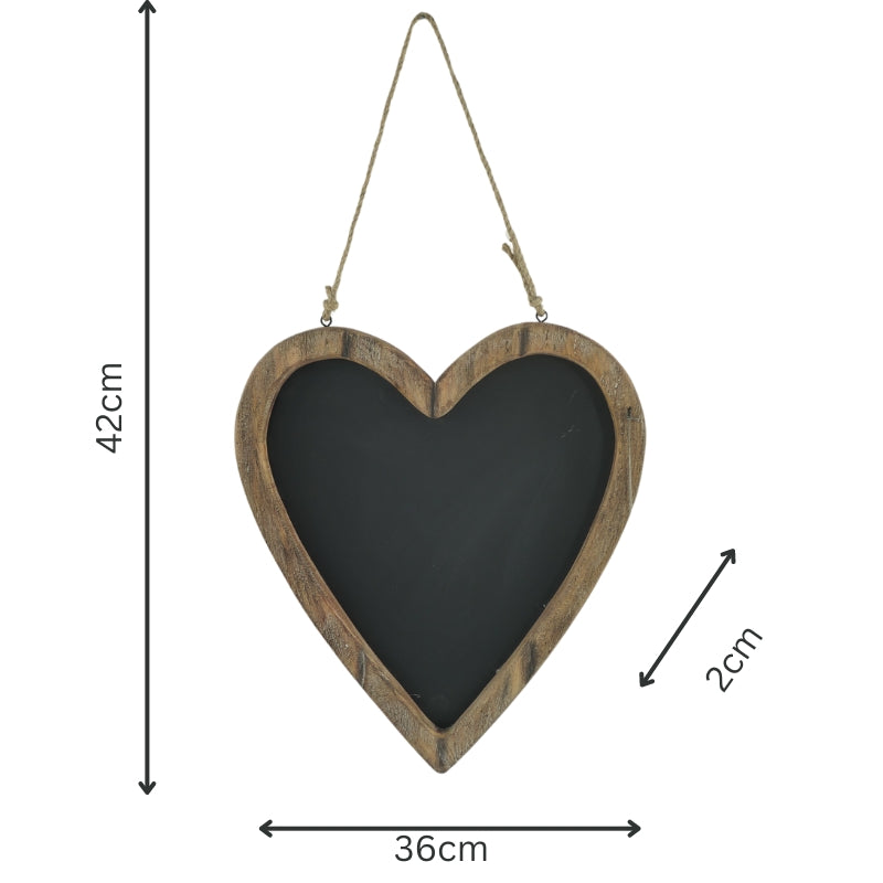 Willow &amp; Silk Wood-framed 42cm Hanging Heart Blackboard