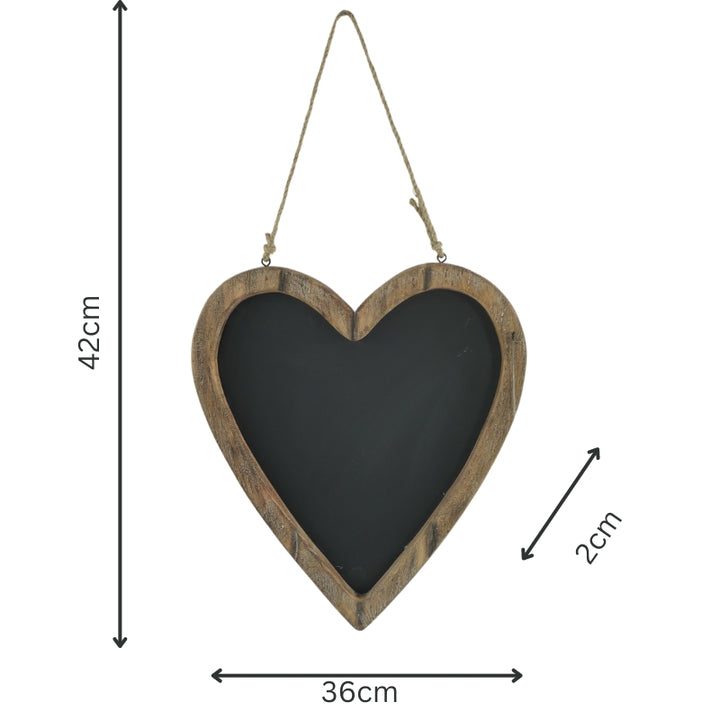 Willow &amp; Silk Wood-framed 42cm Hanging Heart Blackboard