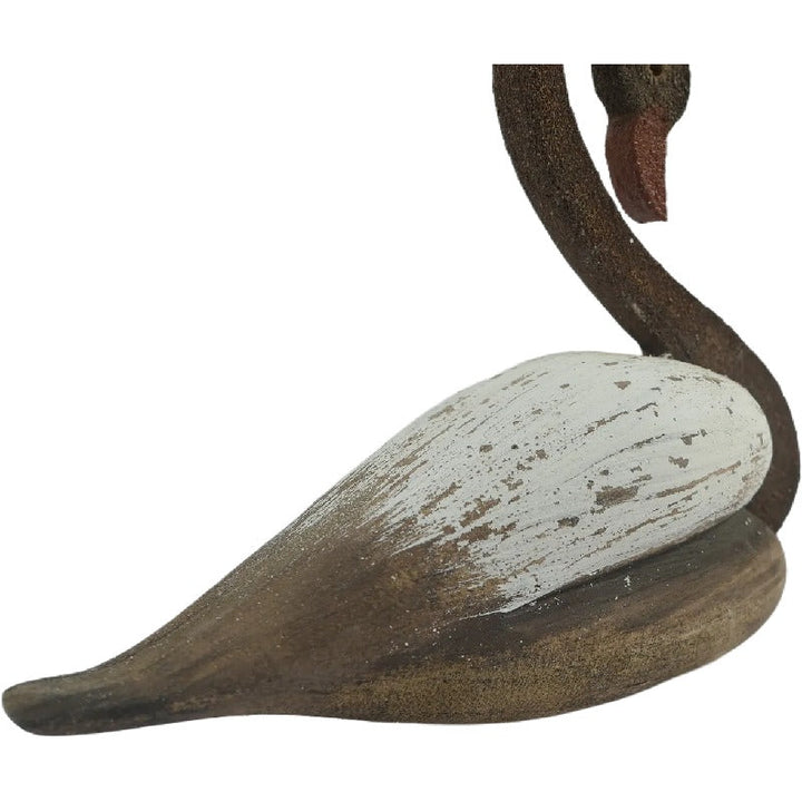 Willow &amp; Silk Ornament Set of 2 Wooden Swan 20cm/14cm Multicolour