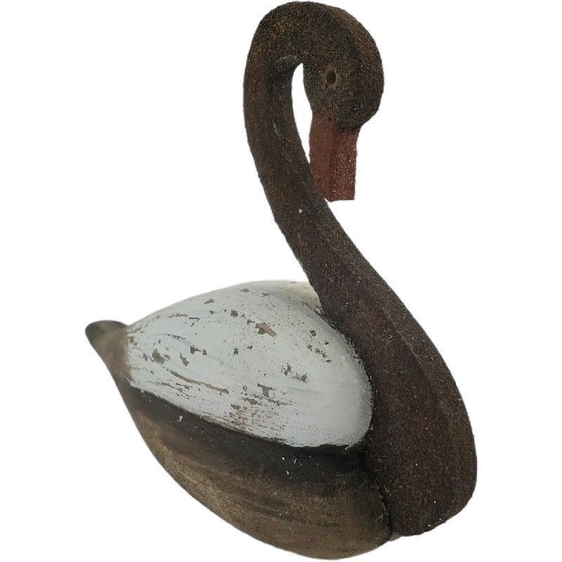 Willow &amp; Silk Ornament Set of 2 Wooden Swan 20cm/14cm Multicolour