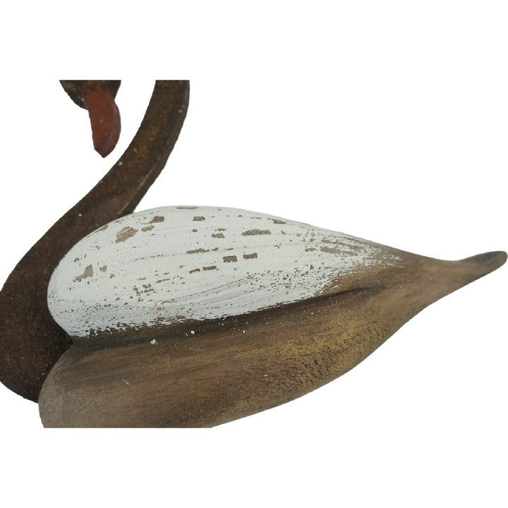 Willow &amp; Silk Ornament Set of 2 Wooden Swan 20cm/14cm Multicolour