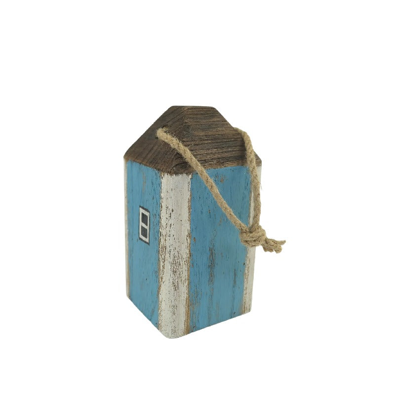 Willow &amp; Silk Door Stop Coastal Lighthouse Wooden 20cm Whitewash Blue