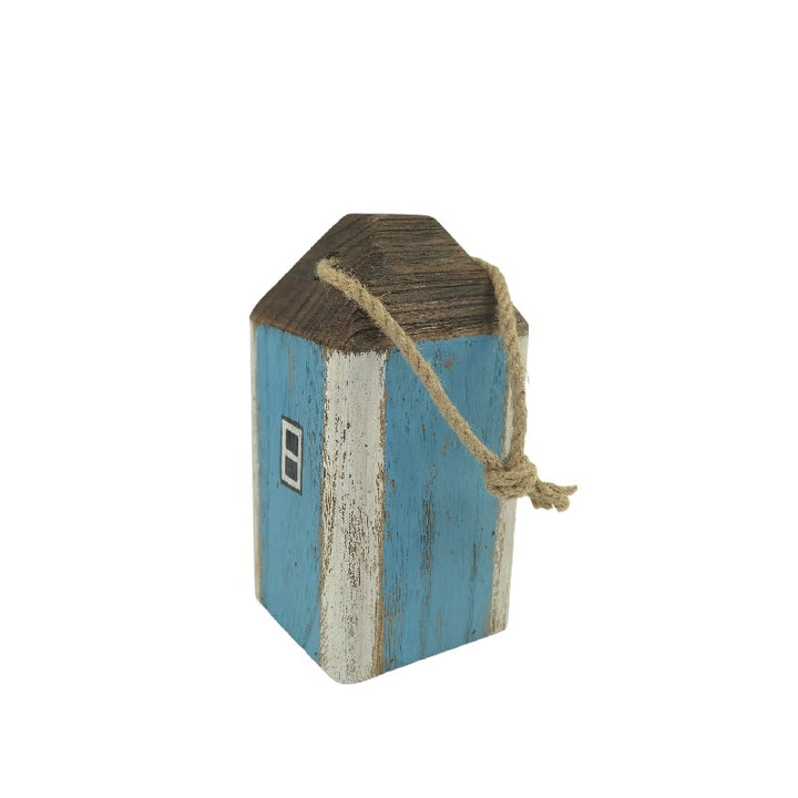 Willow &amp; Silk Door Stop Coastal Lighthouse Wooden 20cm Whitewash Blue