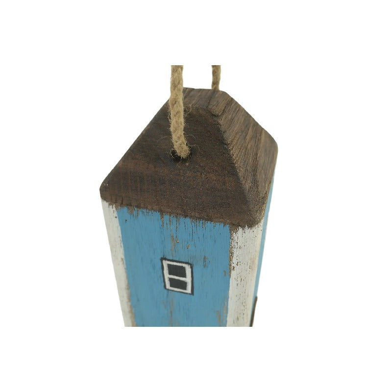 Willow &amp; Silk Door Stop Coastal Lighthouse Wooden 20cm Whitewash Blue