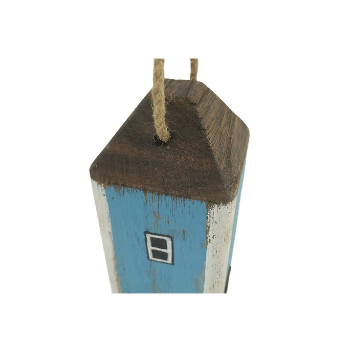 Willow &amp; Silk Door Stop Coastal Lighthouse Wooden 20cm Whitewash Blue