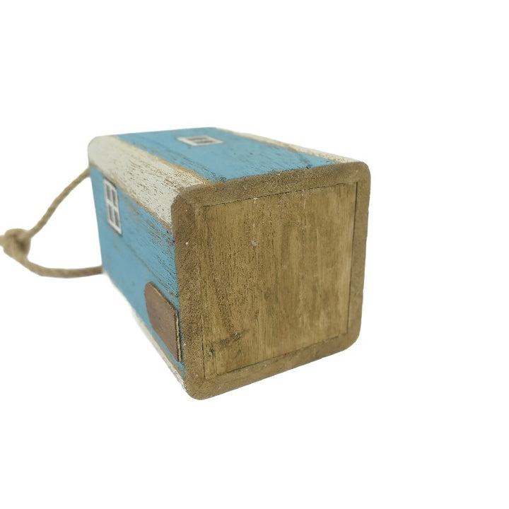 Willow &amp; Silk Door Stop Coastal Lighthouse Wooden 20cm Whitewash Blue