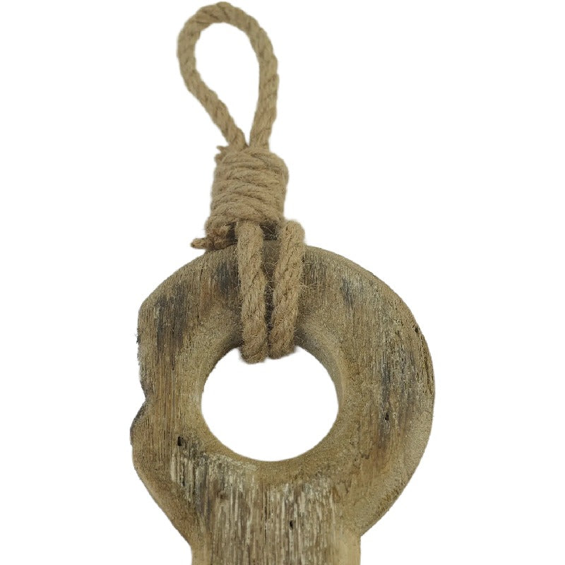 Willow &amp; Silk Handmade 63cm Wooden Anchor Wall Art w/ 3 Key Hooks organiser