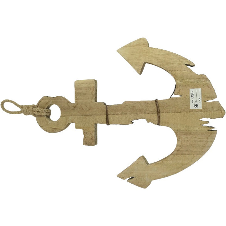 Willow &amp; Silk Handmade 63cm Wooden Anchor Wall Art w/ 3 Key Hooks organiser