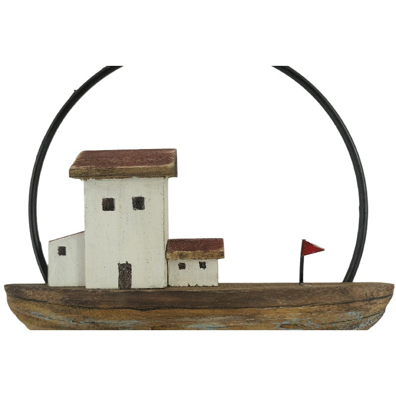Willow &amp; Silk Set/2 Asst Handcrafted Round Boat/Beach Wall Art 28x2x20cm