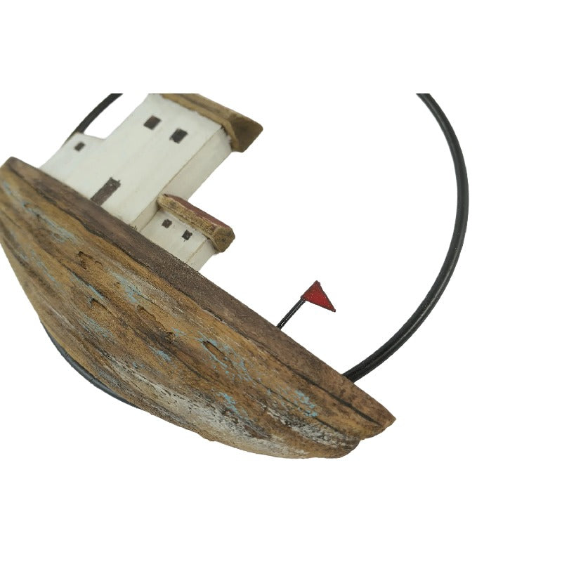 Willow &amp; Silk Set/2 Asst Handcrafted Round Boat/Beach Wall Art 28x2x20cm