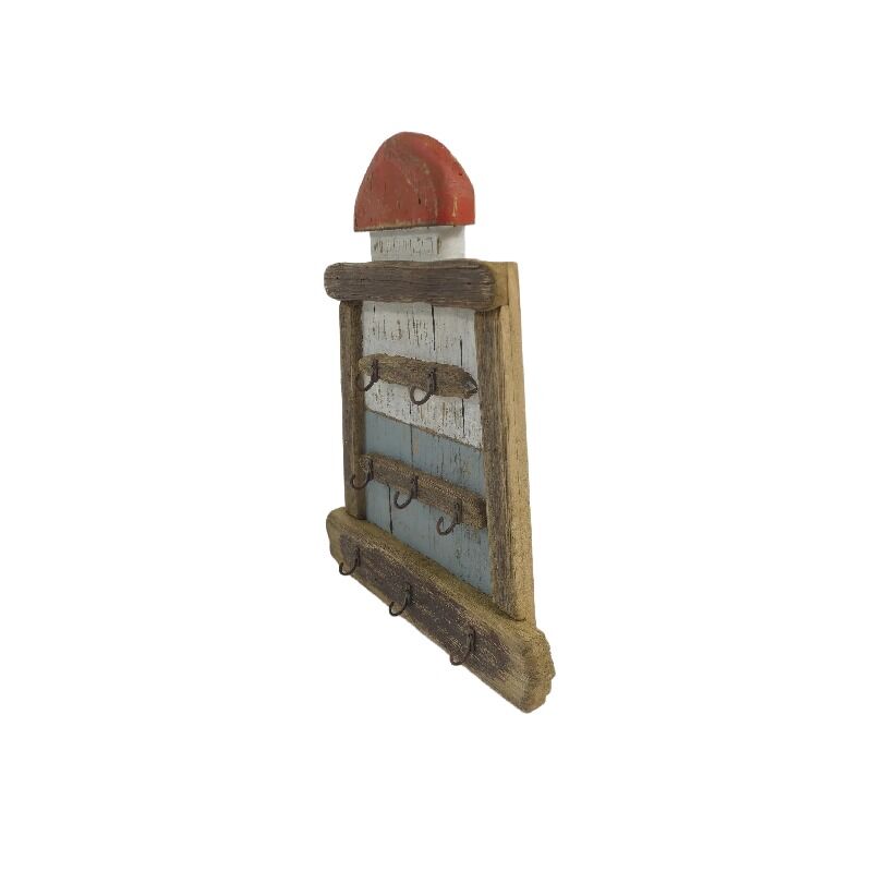 Willow &amp; Silk Wall Hanging Lighthouse Handmade 38cm With 8 Key Hooks