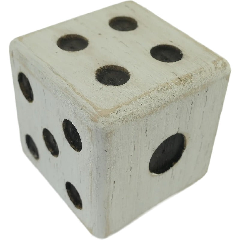 Willow &amp; Silk Dice Ornament Wooden 10cm White/Black Square
