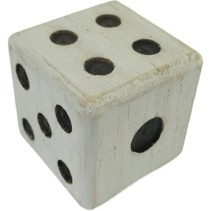Willow &amp; Silk Dice Ornament Wooden 10cm White/Black Square