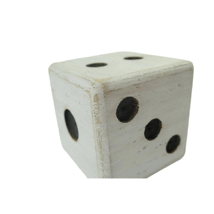 Willow &amp; Silk Dice Ornament Wooden 10cm White/Black Square