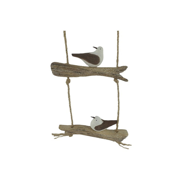 Willow &amp; Silk Wall Art Hanging Wooden Birds Driftwood 47cm Whitewash