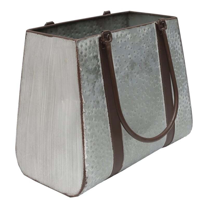 Willow &amp; Silk Metal 30cm Rusty Handbag Garden Pot/Planter w/ Handles