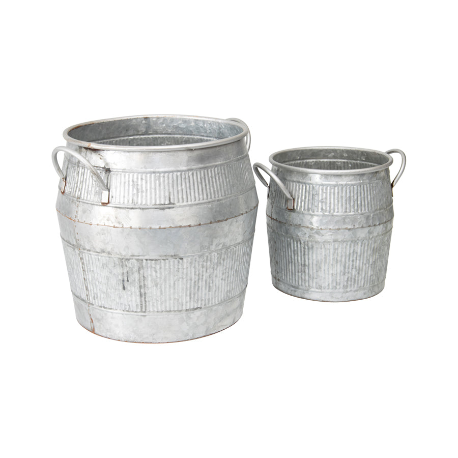Willow &amp; Silk Nested 38cm/30cm Set of 2 Barrel Pot/Planter