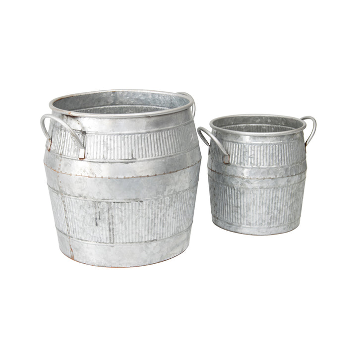 Willow &amp; Silk Nested 38cm/30cm Set of 2 Barrel Pot/Planter