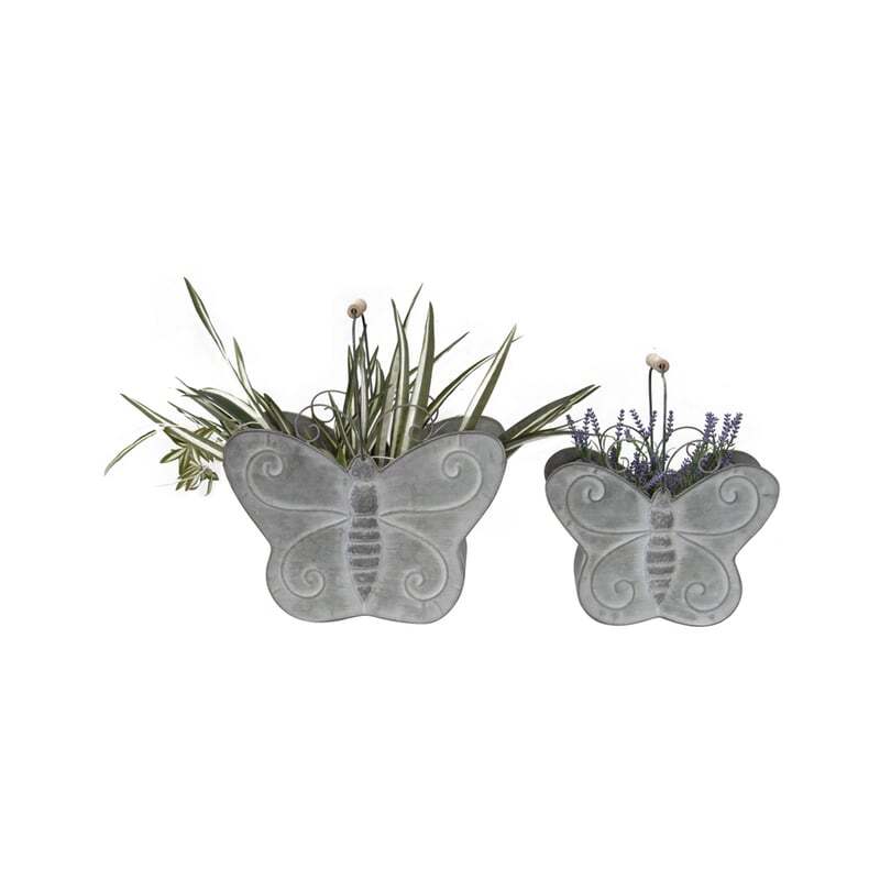 Willow &amp; Silk Nested 37.5/30.5cm Set of 2 Butterfly Metal Planter w/Handles