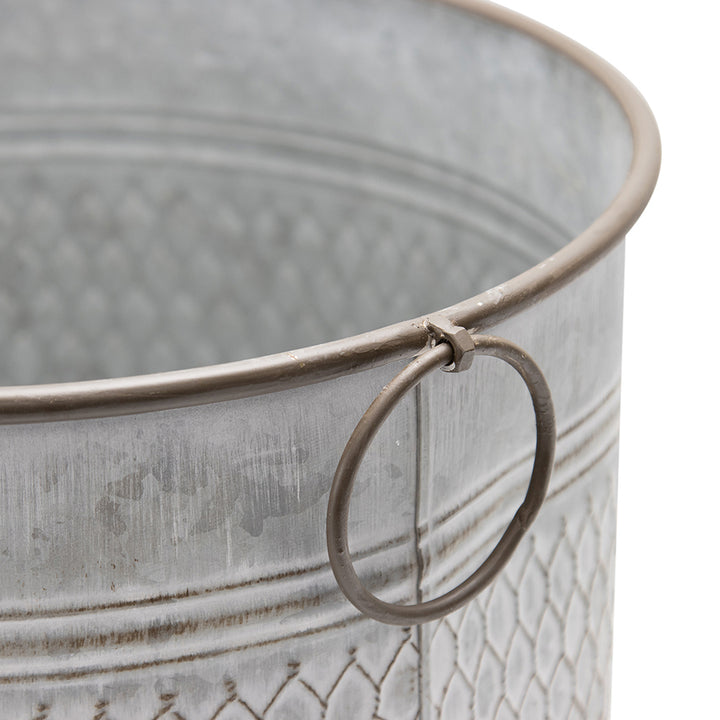 Willow &amp; Silk Nested 34cm/28cm Set of 2 Metal Storage Bucket/Pot Planters