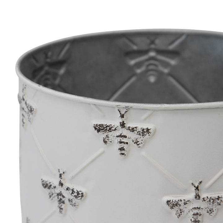 Willow &amp; Silk Nested 21cm/18cm Set of 2 Round Metal Honey Bee Pot/Planters