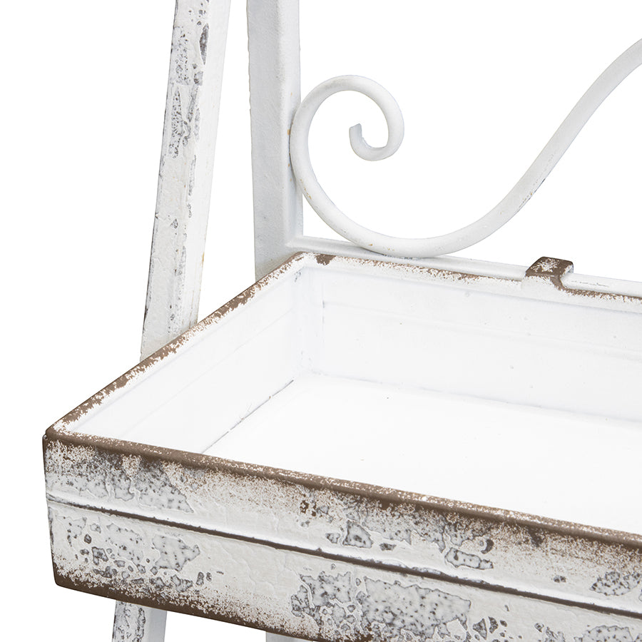 Willow &amp; Silk 118cm White Zinc 3-Tier Shelf Garden Pot/Planter Stand