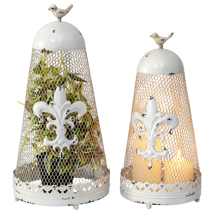 Willow &amp; Silk Set/2 Nested French Country Cloche 23x46/19x40cm