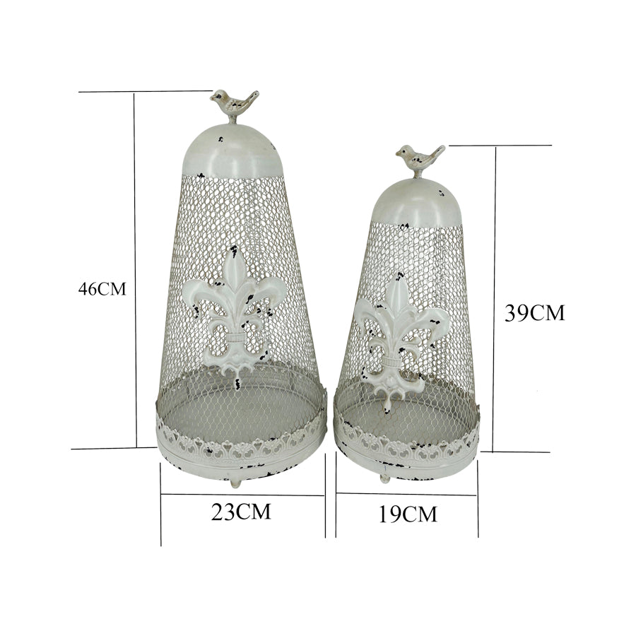 Willow &amp; Silk Set/2 Nested French Country Cloche 23x46/19x40cm