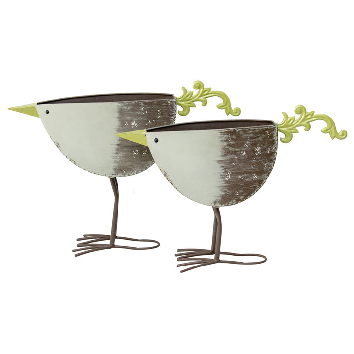 Willow &amp; Silk 49.5cm/45cm Set of 2 Birds Garden Pot/Planters