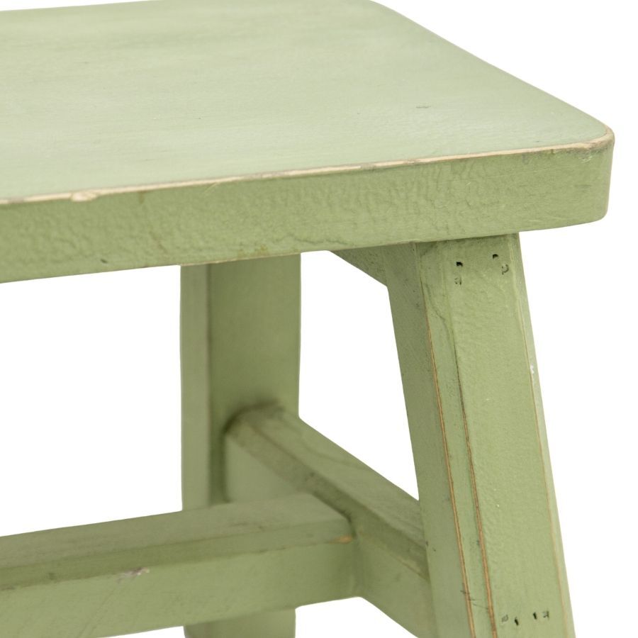 Willow &amp; Silk Milking Stool Wooden Cow 27x22x23cm Distressed Green