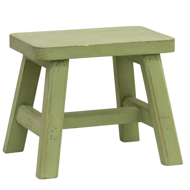 Willow &amp; Silk Milking Stool Wooden Cow 27x22x23cm Distressed Green