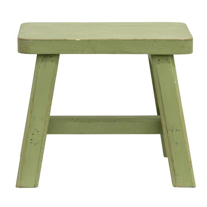 Willow &amp; Silk Milking Stool Wooden Cow 27x22x23cm Distressed Green