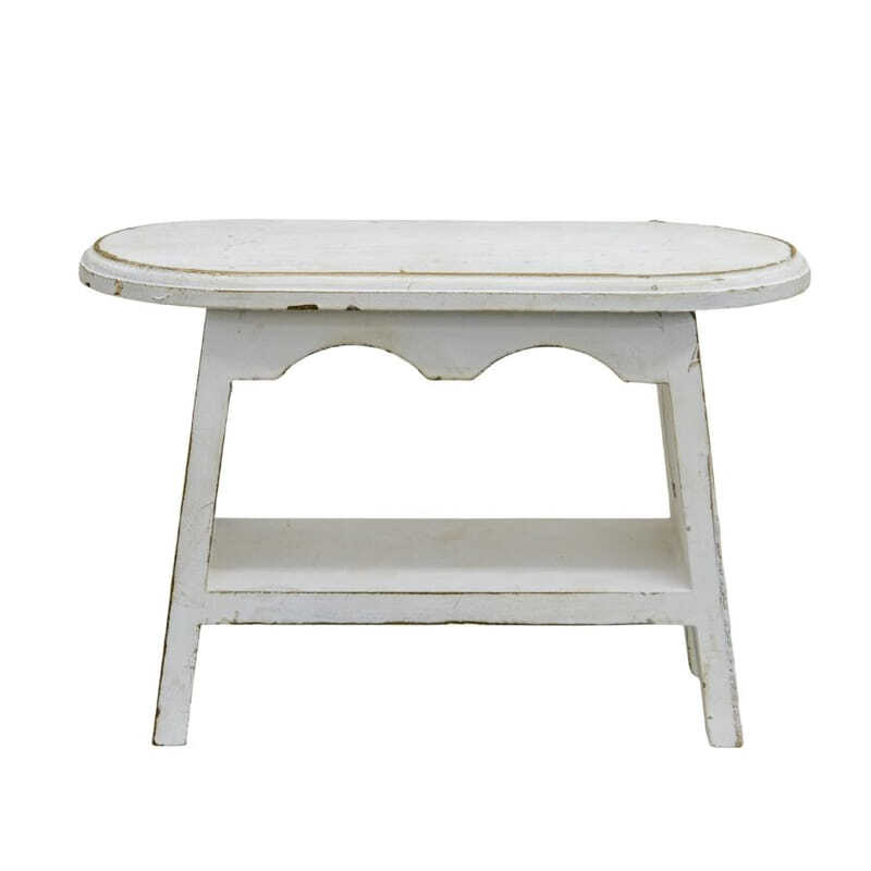 Willow &amp; Silk Milking Stool Wooden Cow Side Table 32cm Distressed White W/Shelf