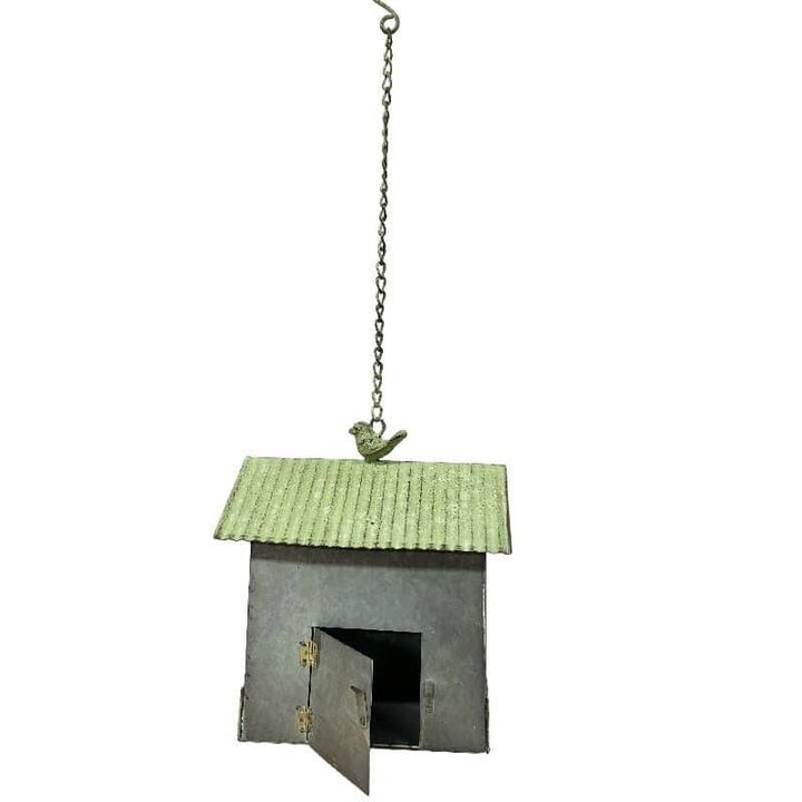Willow &amp; Silk Metal 62cm Galvanised Green Hanging Garden Bird Pot Planter