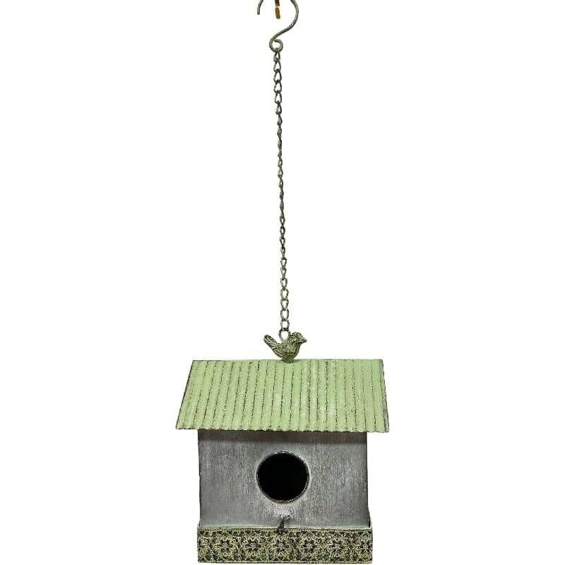 Willow &amp; Silk Metal 62cm Galvanised Green Hanging Garden Bird Pot Planter