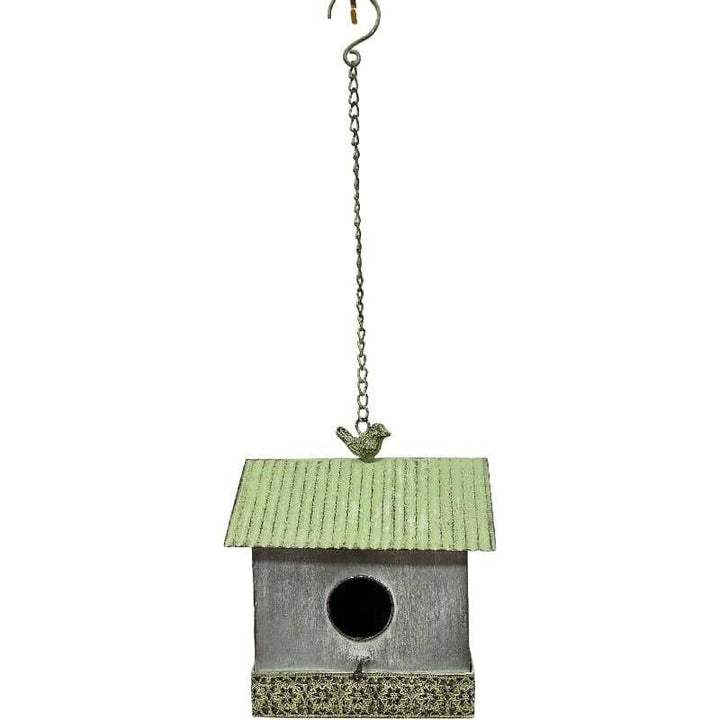 Willow &amp; Silk Metal 62cm Galvanised Green Hanging Garden Bird Pot Planter