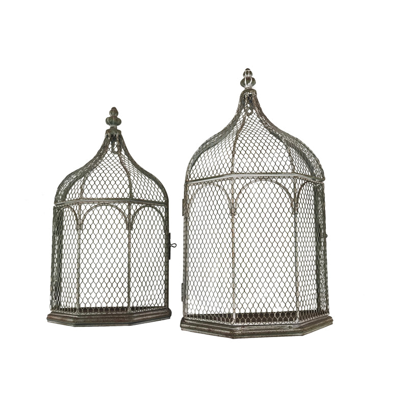 Willow &amp; Silk Decorative Wall Hanging Cages Set of 2 Home Ornaments