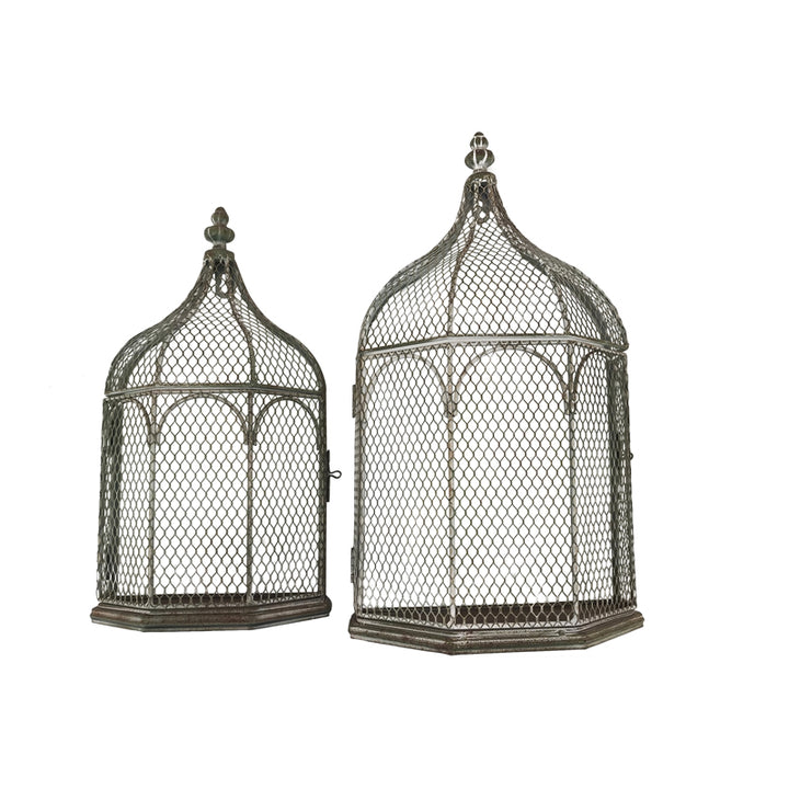 Willow &amp; Silk Decorative Wall Hanging Cages Set of 2 Home Ornaments